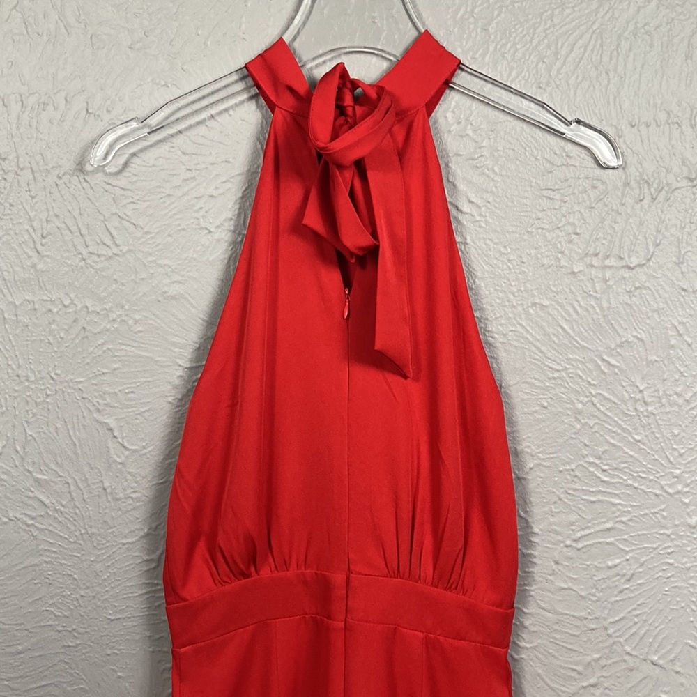 Fashion Nova Red Angelic Halter Wide Leg Pants Jumpsuit Women's Size XS - Picture 9 of 13